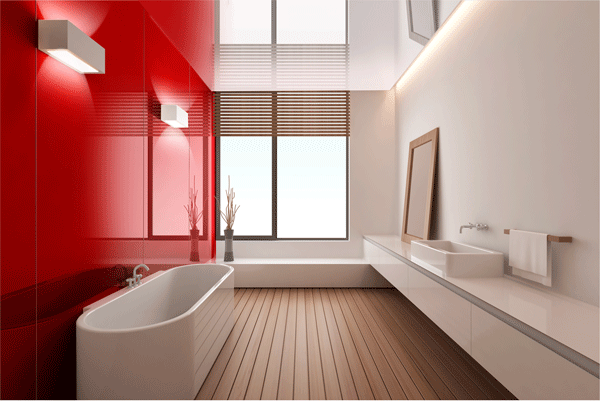 PyraSied Lustrolite® naadloze wandafwerking badkamerwand rouge 2