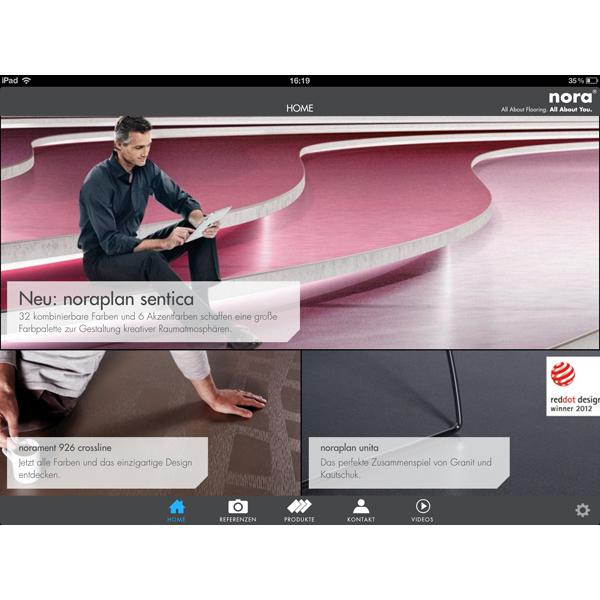 nora flooring app homepage