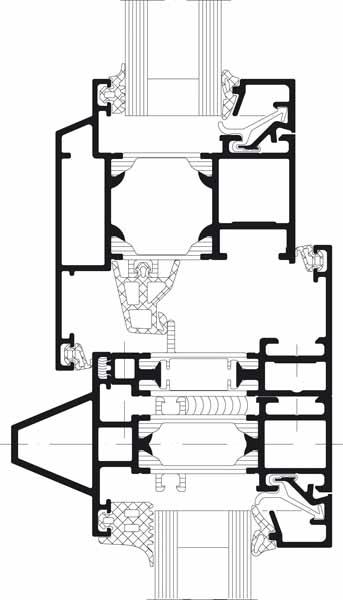 Doorsnede Schüco Raam AWS 65 WF 