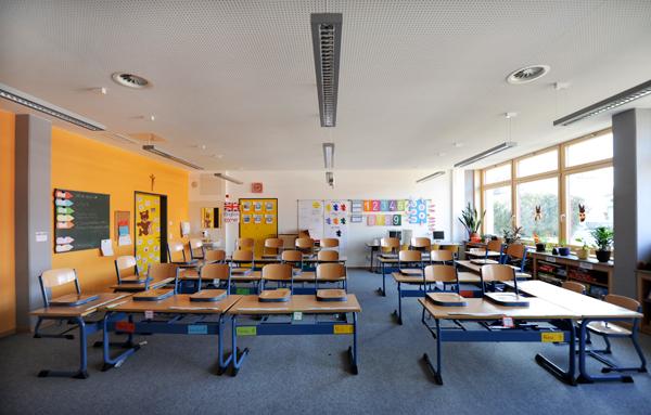 Klaslokaal met Tempower plafond Klaslokaal met Tempower plafond