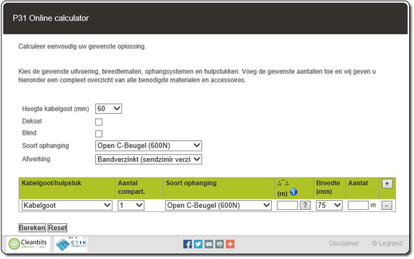 Legrand P31 online calculator