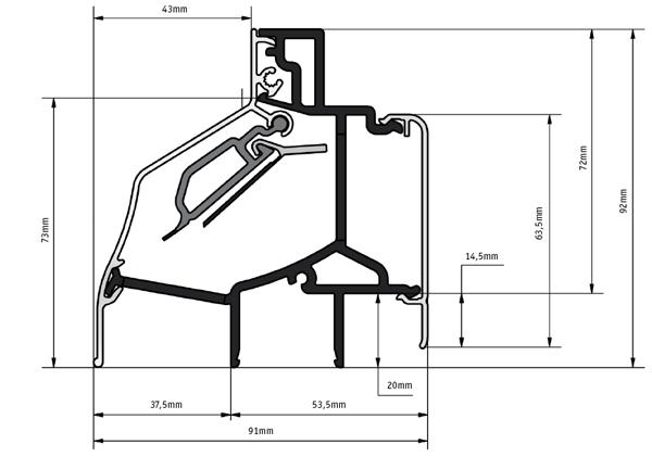 Schema glasgoot 26 mm Schema glasgoot 26 mm