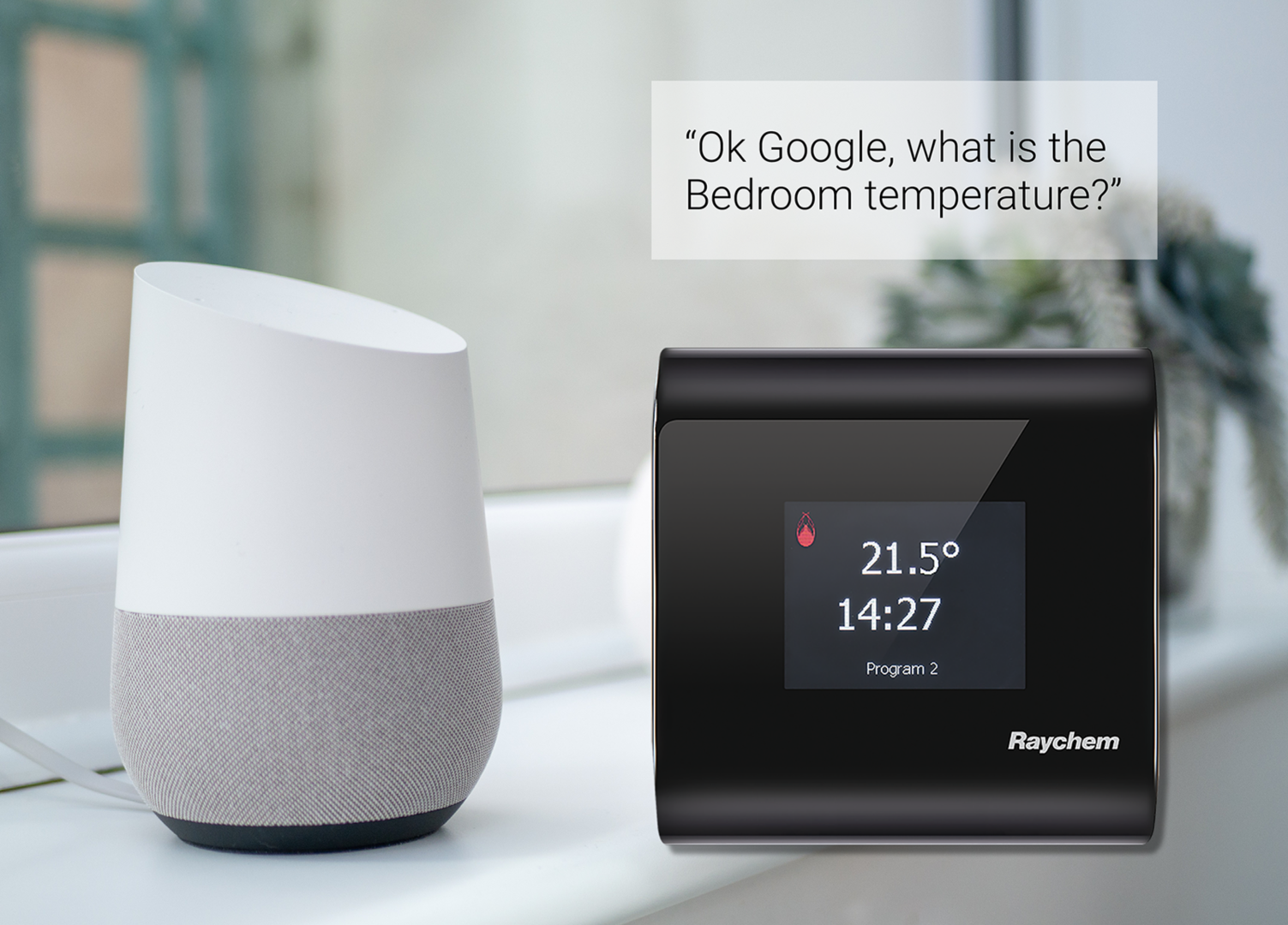 All_nVent RAYCHEM SENZ WIFI floor heating thermostat_Google Assistant speaker.png
