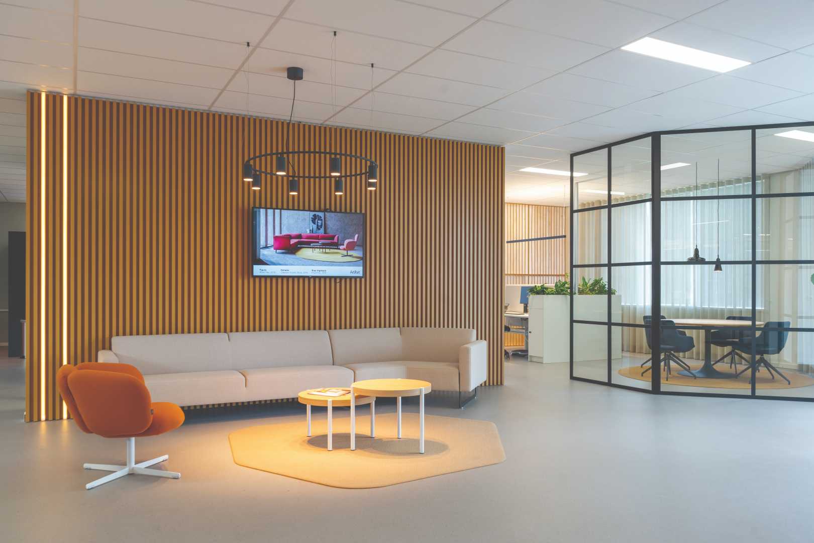 Aliplast Aluminium gevelbekleding Deco Wall - kantoor Hal in kantoor met houten muur