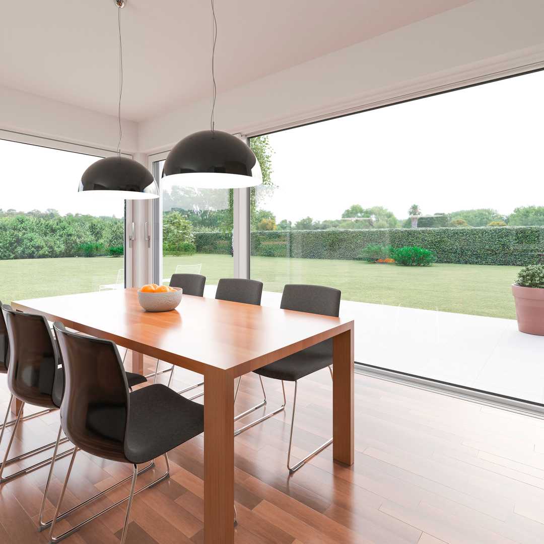 VEKA SLIDE MAX Kunststof kozijnen vanuit woonkamer