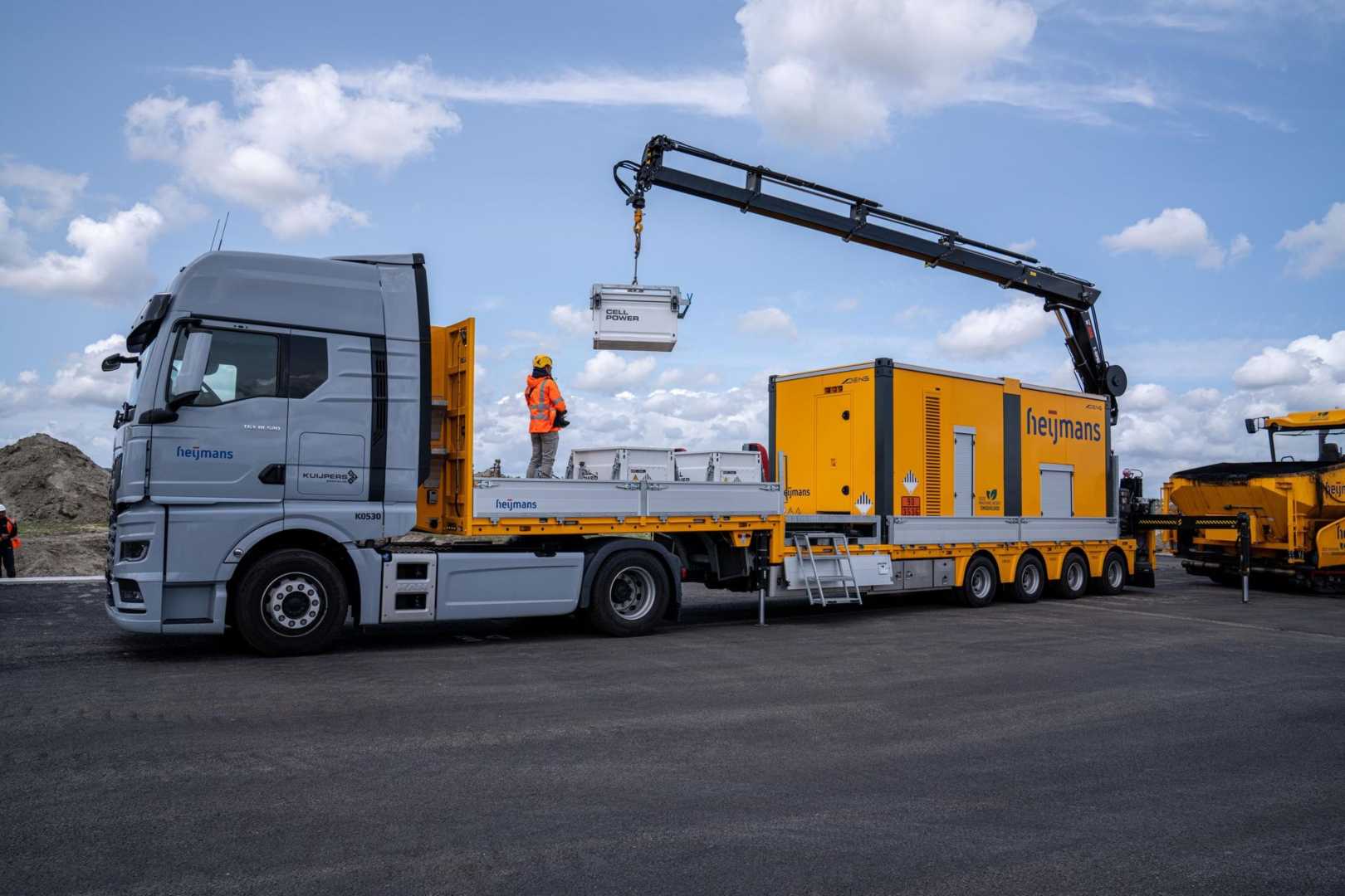 Eerste mobiele laadplein voor elektrisch bouwmaterieel mobiele laadpalen worden geplaatst