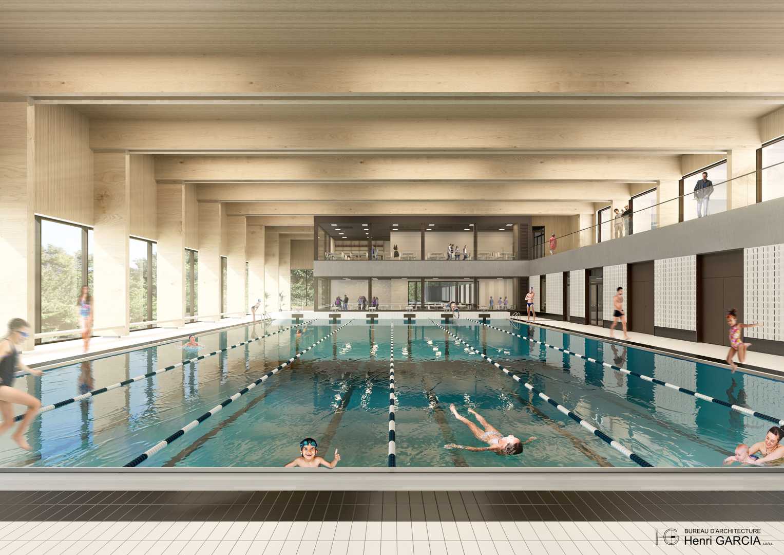 hall piscine athus zwembad met akoestische wanden