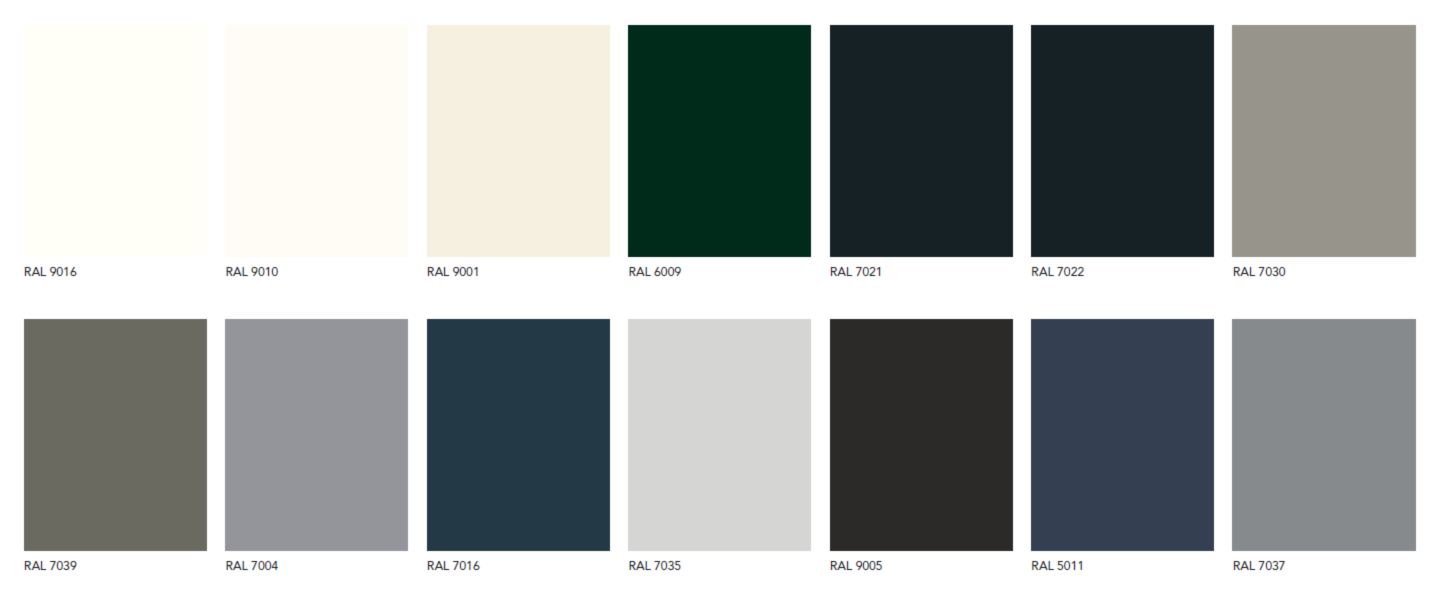 Rockpanel UNI kleuren RAL Kleurstalen