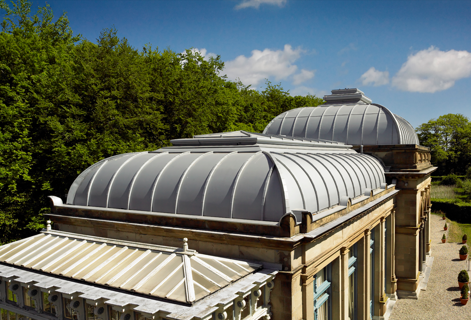 Orangerie, Elswout, Nederland -RHEINZINK CLASSIC walsblank - detail zinken dak