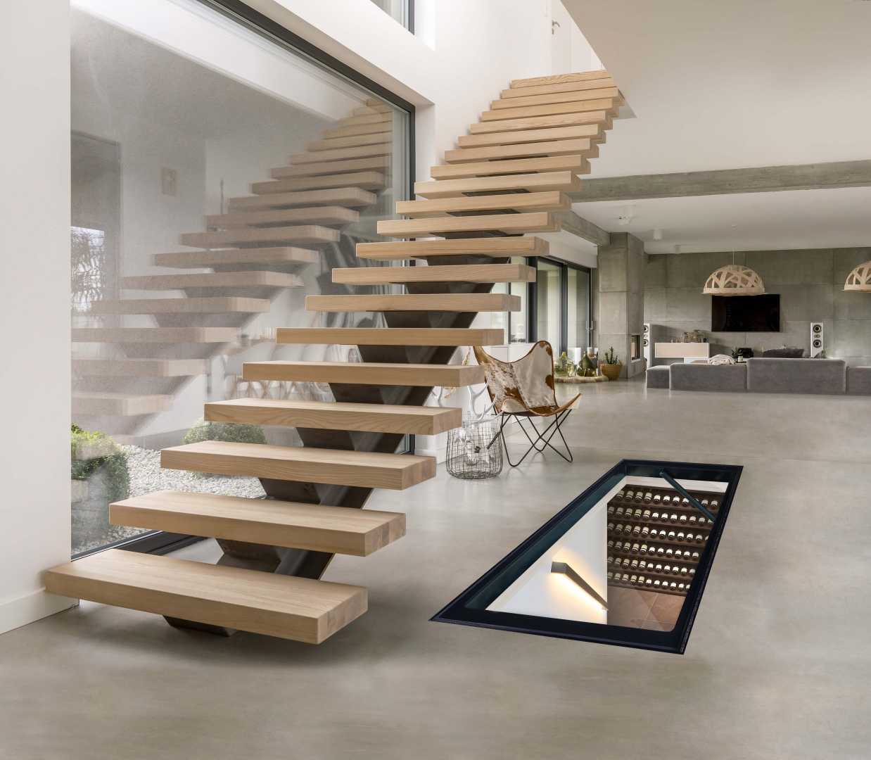 Gorter glazen vloerluik glazen vloerluik onder trap