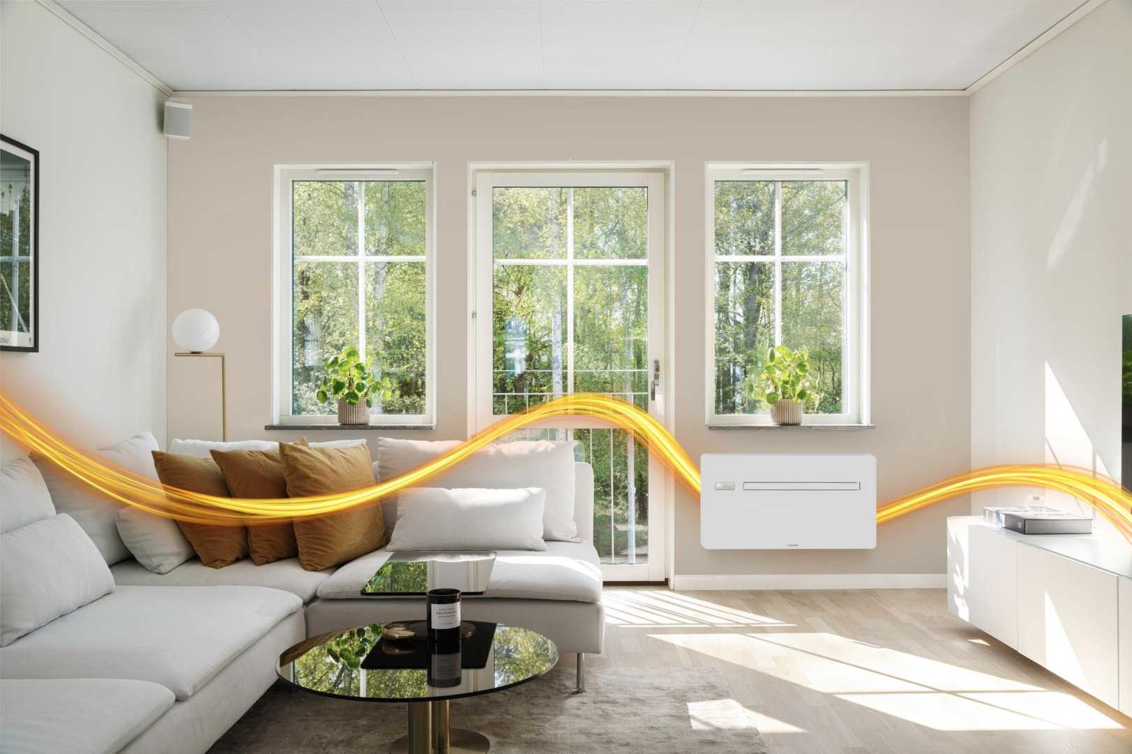 ETHERMA toont slimme stappen naar gasloze appartementen op VSK woonkamer met infraroodverwarming