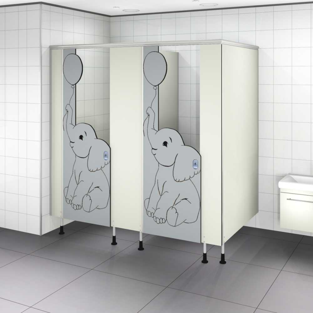 Sanitaire wanden Kids essence Olifant 0747-2 Sanitaire wanden met olifanten deuren