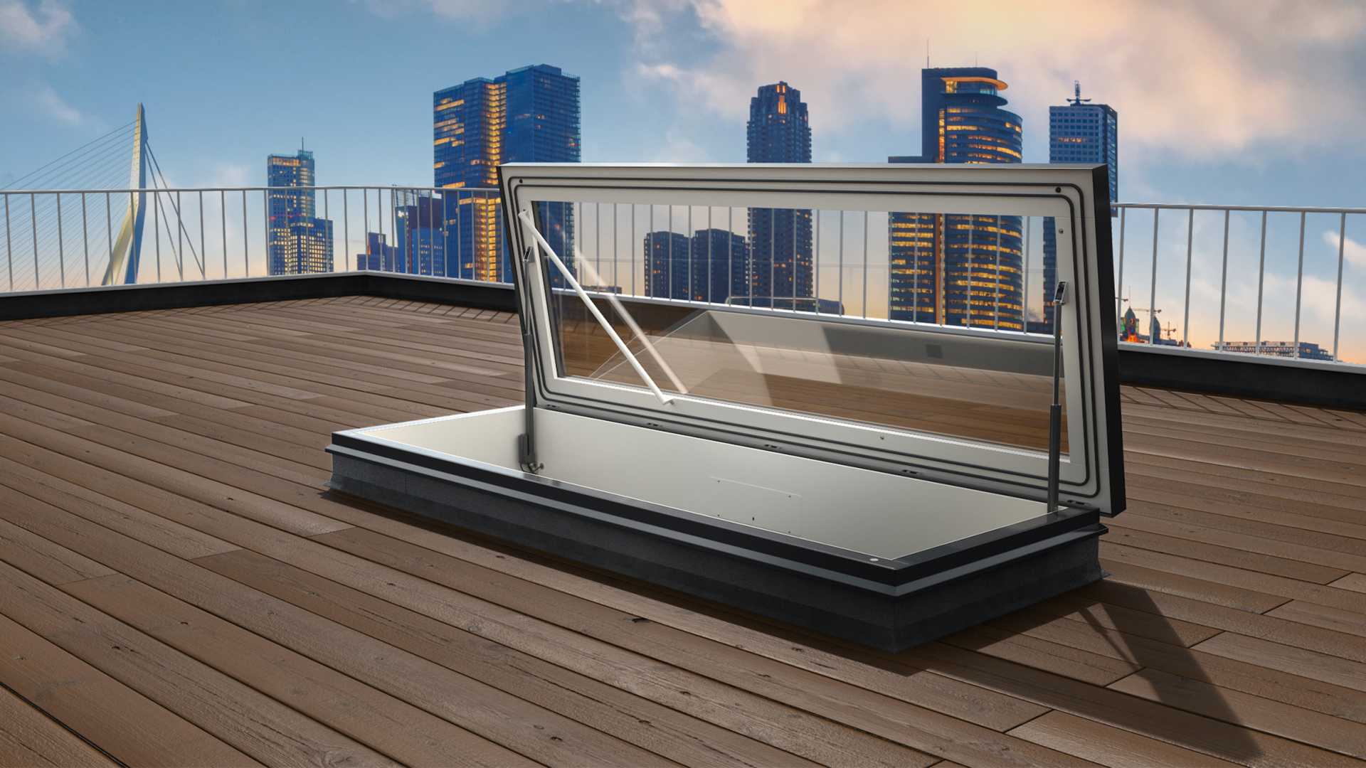 Gorter volledig glazen dakluik openstaand dakluik