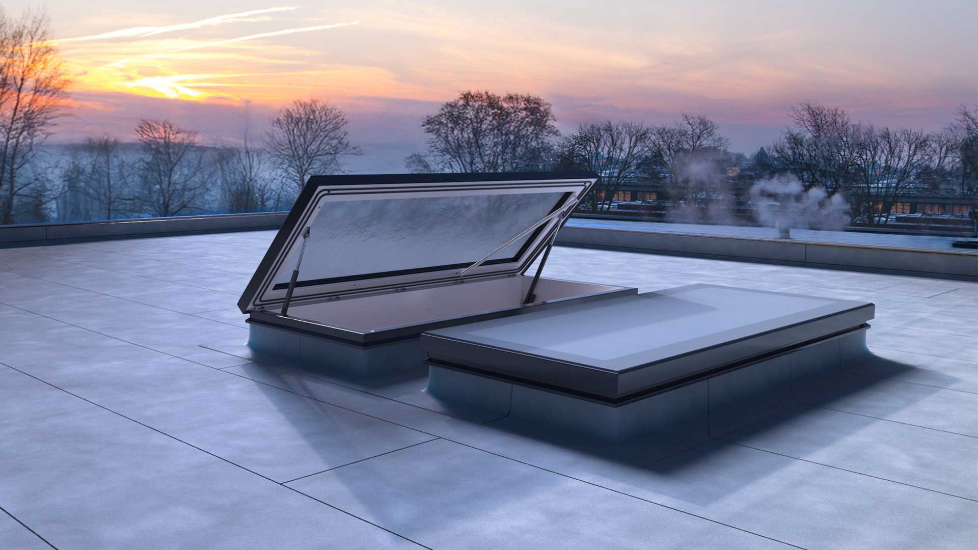 Gorter volledig glazen dakluik openstaand dakluik